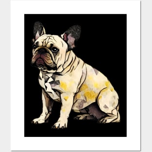 Geometric French Bulldog No. 3: Dark Background (on a no fill background) Posters and Art